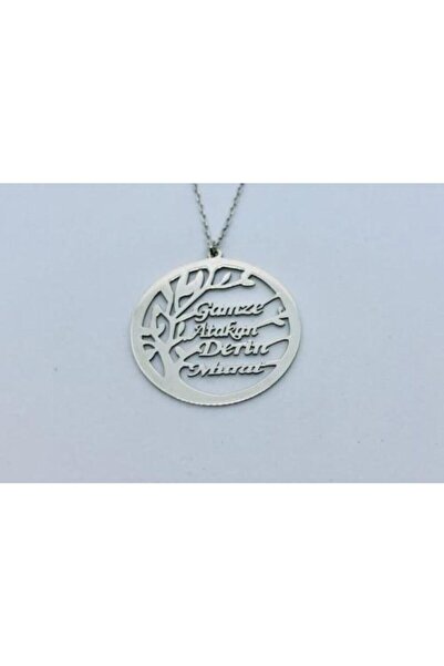 Genel Markalar Gümüş Isim Yazılı Aile Ağacı Kolye