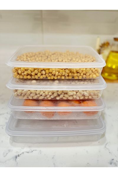 Woodeso Large 4 Pieces Freezer Storage Container Refrigerator Organizer 2400 ml