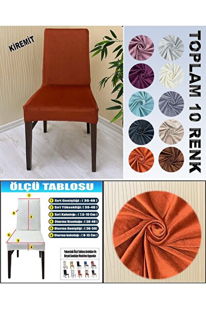 KILIFSAN 6 Adet Süet Detaylı Angora Kumaş Sandalye Kılıfı Yıkanabilir Likralı Esnek Lastikli, Sandalye Örtü