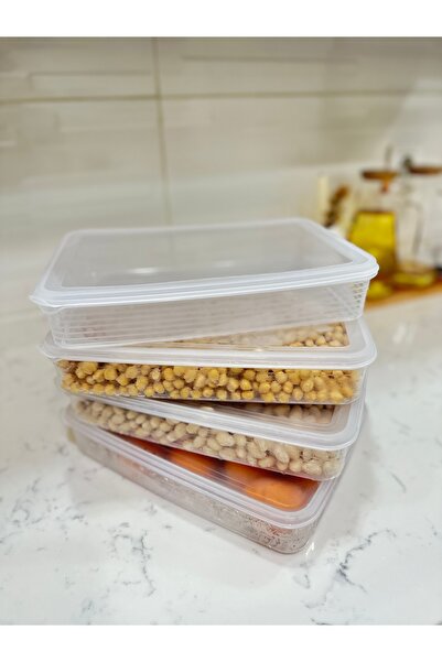 Woodeso Large 4 Pieces Freezer Storage Container Refrigerator Organizer 2400 ml