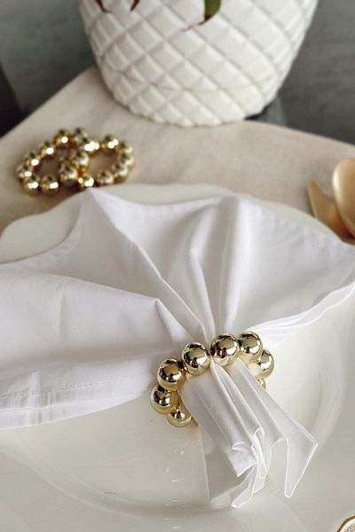 Emtory Home Σετ με 6 δαχτυλίδια και κρίκο για χαρτοπετσέτα με λαμπερές χρυσές χάντρες