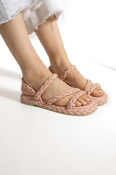 Moda Devrin Non-Slip Sole Powder Knitted Wrap Sandals