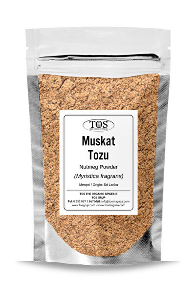 TOS The Organic Spices Muskat Tozu 50 gr (1. Kalite) Myristica fragrans / Hint Cevizi, Nutmeg Ground