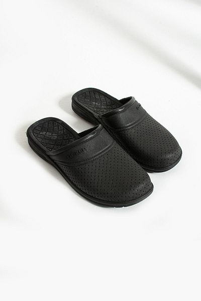 Moda Devrin Gz9601 شبشب حمام أسود غير قابل للانزلاق للشرفة والحديقة - مغلق من الأمام (الطباعة متغيرة)