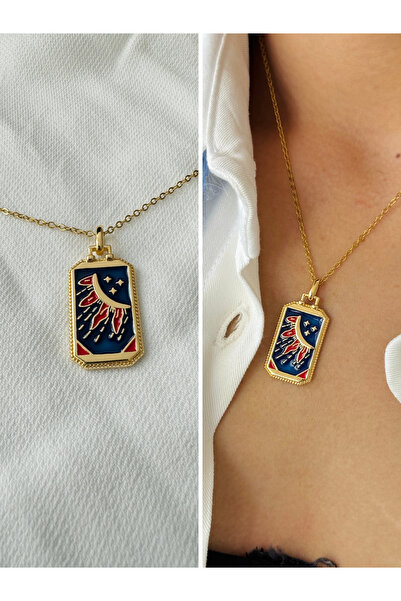 Retrobird قلادة برج التارو باللون الأزرق الداكن - ستانلس ستيل