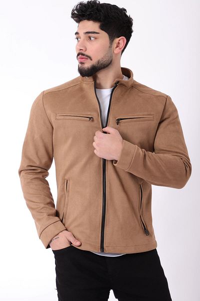 Stilkombin Hakim Collar Suede Seasonal Coat - Chest Zippered PLDP 2904_60061