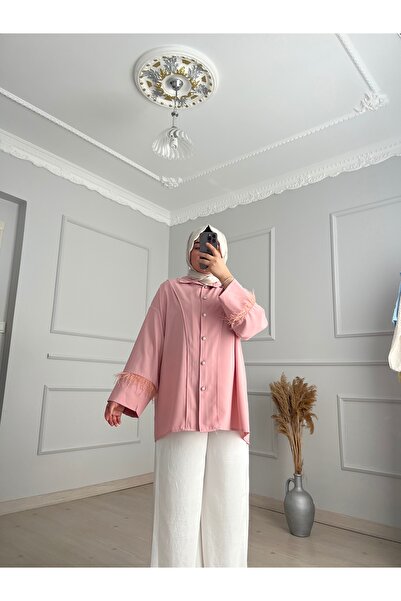 VUQA Tül Detay Gömlek-pudra