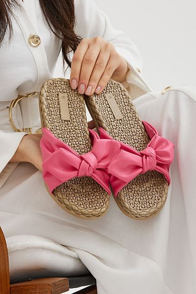 Moda Devrin Fuchsia Women's Slippers - Bow, Non-Slip Sole, Pool and Sea Beach