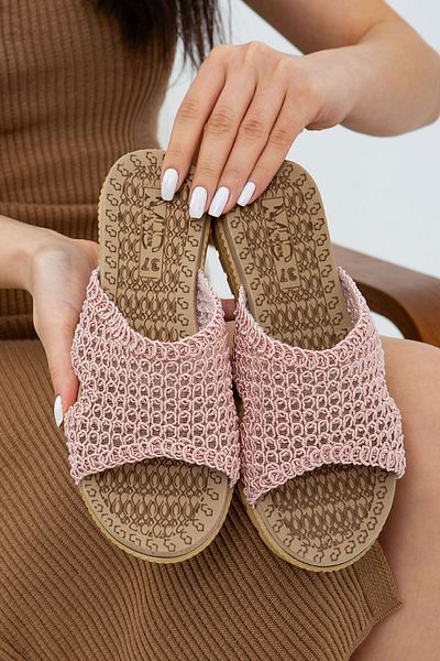 Moda Devrin Powder Cross Straw Knitted Outdoor and Home Slippers (PATTERN RENEWED.)