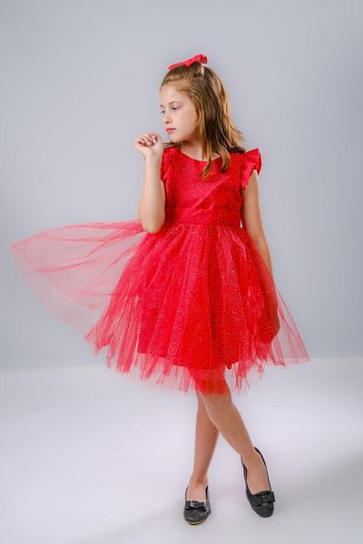 konfix Girl's Glitter Evening Dress 1-9 Years Red