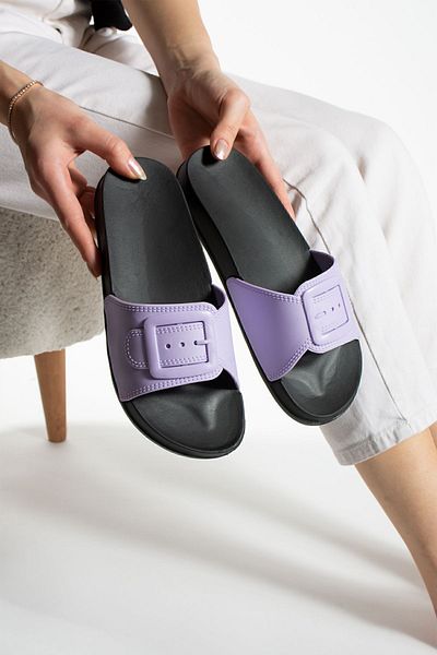 Moda Devrin Gz14311 Lilac Single Buckle Appearance Soft Extra Light Women's Eva Slippers