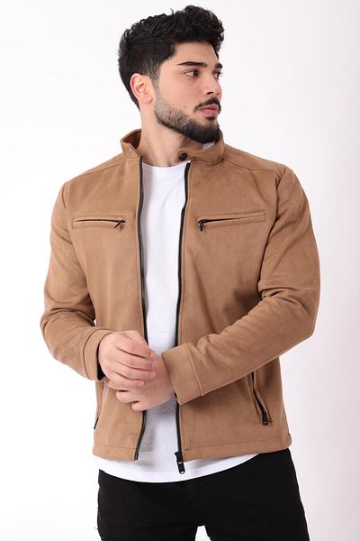 Stilkombin Hakim Collar Suede Seasonal Coat - Chest Zippered PLDP 2904_60061