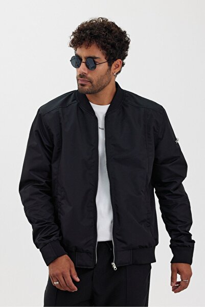İLKCET MODA Unisex Premium Μαύρο Regular Bomber Jacket