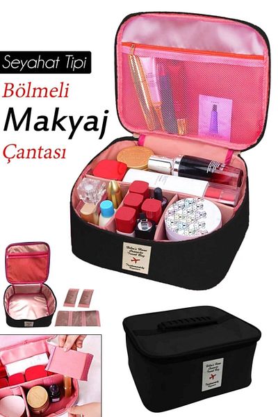 Helen's Home Kosmetická taštička na make-up s držadlem Cestovní sada Organizér na make-up příslušenství 24x21x11 cm