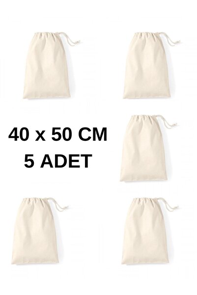 Elbasan Tekstil 5 Adet 40x50 CM Hambez Saklama Kesesi Bakliyat Kesesi Meyve S...