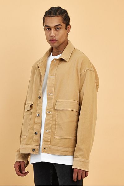 İLKCET MODA Jachetă pentru bărbați oversize spălată din Gabardine