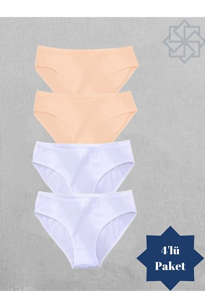 Adeniz Γυναικείο μπικίνι White Cotton Lycra - Slip Panties Σετ 4 τεμαχίων