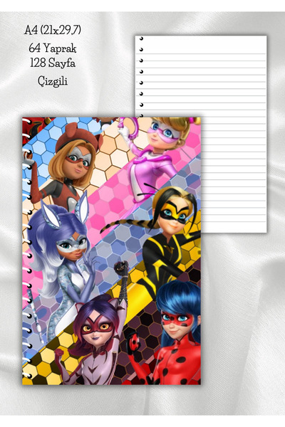 daily notebook Uğur Böceği Çizgili Spiralli  Okul Defteri,64 Sayfa, A4 (21X29,7 CM)