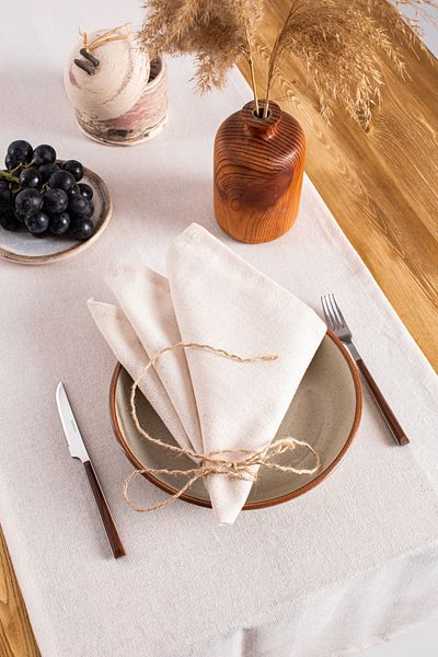 Wellstil Tissue |   8 Pack Organic Raw Linen Napkin 40 X 40 cm