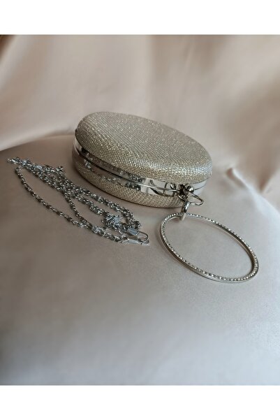 Gül Karatekin Geantă portofoliu rochie de seară rotundă cu textura cu sclipic...