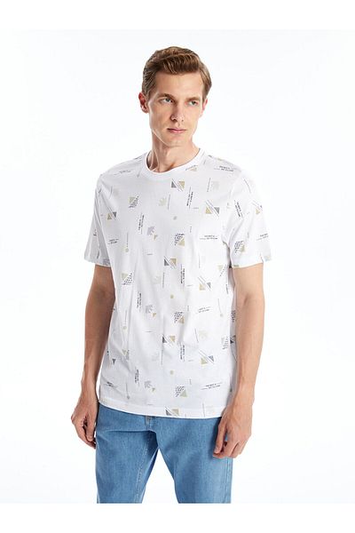LC Waikiki Lw – Pánské tričko z česané bavlny – kulatý výstřih, krátký rukáv, potištěné