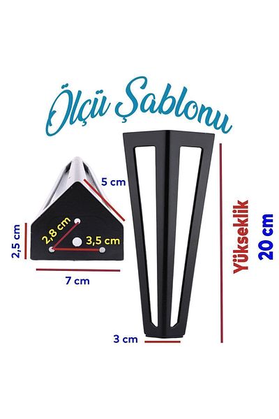 Badem10 Ovit Metal 20 Cm - Picior negru pentru unitate TV, design fotoliu și canapea