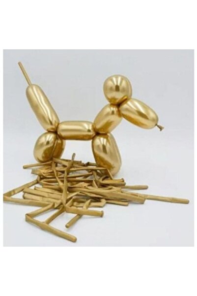 parti sürprizi Krom Altın Renk Sosis Balon 12 Adet