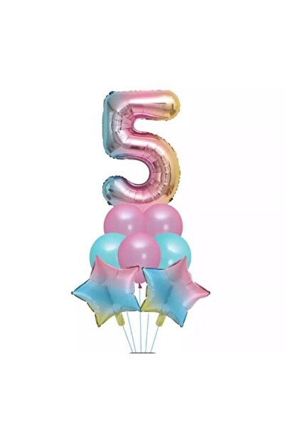 parti sürprizi 5 Yaş Unicorn Rainbow Folyo Balon Set