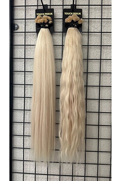 Touch Platin Saç Gerçek Saç Mikro Kaynak Saç Keratin Kaynak 60 Cm 125 Adet
