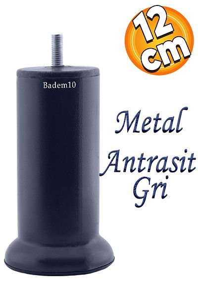 Badem10 Baza de mobilier Metal Gri Antracit 12 Cm M8 Dinți Fini Canapea Fotoliu Canapea Convertită Upgrade Picior Picioare