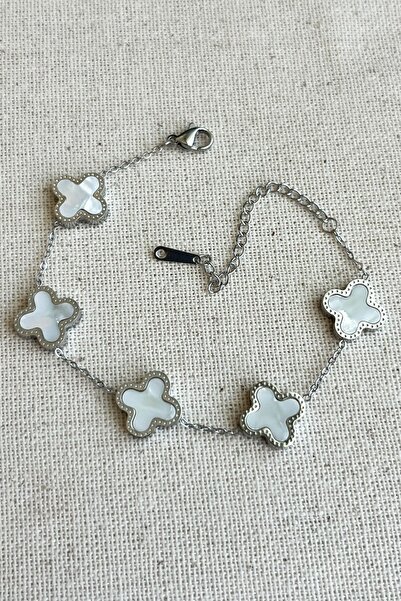 MODA سوار نسائي من الفولاذ الأبيض - مضاد للتشويه، محاط بمقاس 17 سم و5 سم