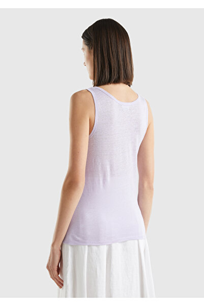 United Colors of Benetton Lilac Linen Women's Tank Top - Comfortable Fit, Thick Straps