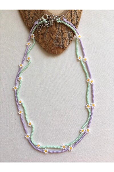 Handmade Minimal Papatya Ikili Kolye Seti