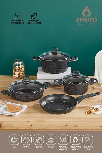 Amboss 13 Piece Helen Cooking Pot Set - Fireproof and Non-Stick Cast Iron