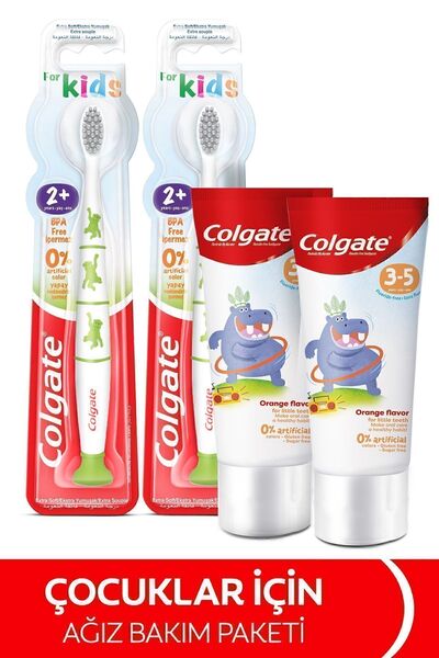 Colgate 3-5 Yaş Florürsüz Çocuk Diş Macunu 60 Ml X2 Adet, 2+ Yaş Ekstra Yumuşak Çocuk Diş Fırçası