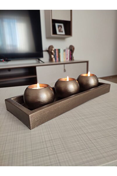 Online 3 Lü Dekoratif Tombik Mumluk (27 CM) Tealight Mumlar Ücretsiz Gönderil...