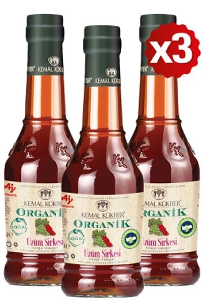 Kemal Kükrer Organik Üzüm Sirkesi 500 ml - 3'lü Paket