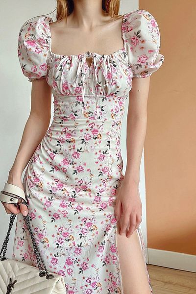 hello mymoda Rochie cu fanta cu modele florale