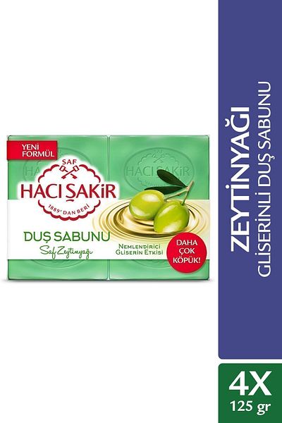 Hacı Şakir Pure Olive Oil Shower Soap with Olive Oil Glycerin 4x125 gr