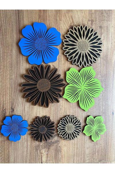 lumos dekor 8-Piece Large and Small Size Wooden Trivet Set - Pot, Pan, Teapot and Coaster 6