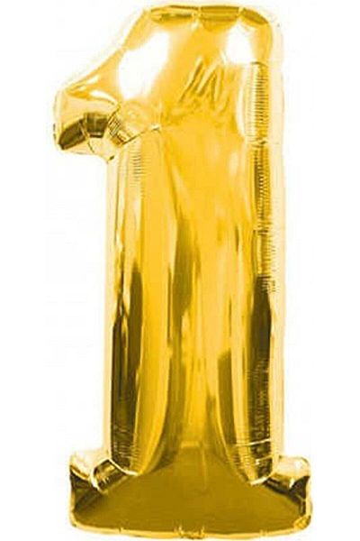 HKNYS 1 Year Old Number Foil Balloon 76 Cm 32 Inch - Gold Color Foil Balloon