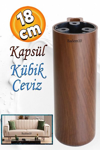 Badem10 Capsula Bohemian (PREMIUM) Nuc Inchis 18 Cm Mobilier Canapea Unitate TV Fotoliu Baza Picior Picioare