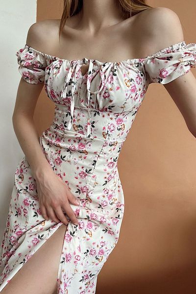hello mymoda Rochie cu fanta cu modele florale