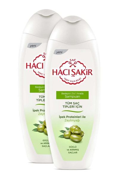 Hacı Şakir Olive Oil Nourishing - for All Hair Types, Set of 2 in 1 Shampoo, 500 ml x2 Pieces
