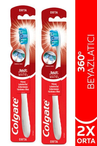 Colgate 360 Visible White Whitening Medium Toothbrush X2 Pieces
