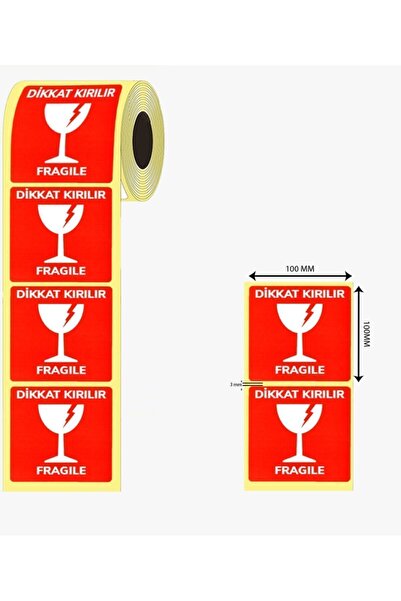Barkodonline 100mm X 100mm Atenție poate fi spartă Etichetă 500 buc 100100500