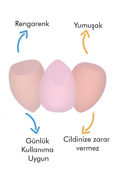 MUJGAN 3'lü Standlı Makyaj Süngeri Seti Pembe