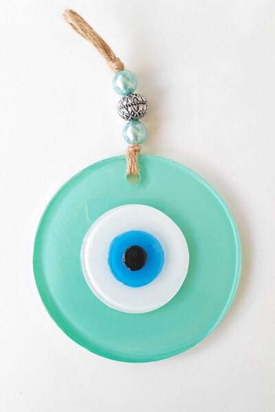 ella'nın çarşısı خرزة عين الشر الزجاجية الملونة باللون الأخضر لتزيين الحائط ي...