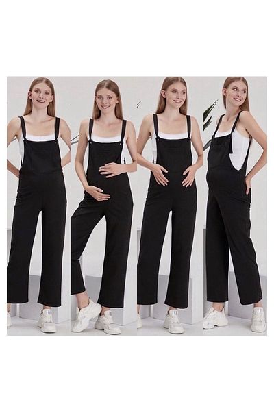 LİYACA Combed Cotton Maternity Gardener Jumpsuit