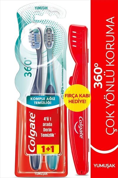 Colgate 360 Komple Ağız Temizliği Çok Yönlü Koruma Yumuşak Diş Fırçası 1+1 Fı...